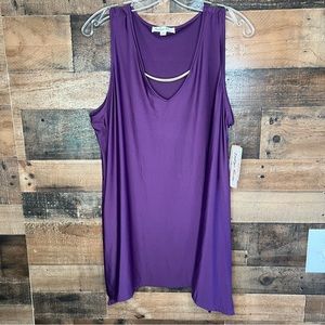 NWT Indigo Rose Women's Blouse Size 2x Purple Sleeveless V Neck Keyhole